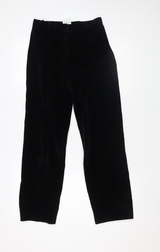 Marks and Spencer Women’s Black Velvet Straight Trousers Size 12 Long
