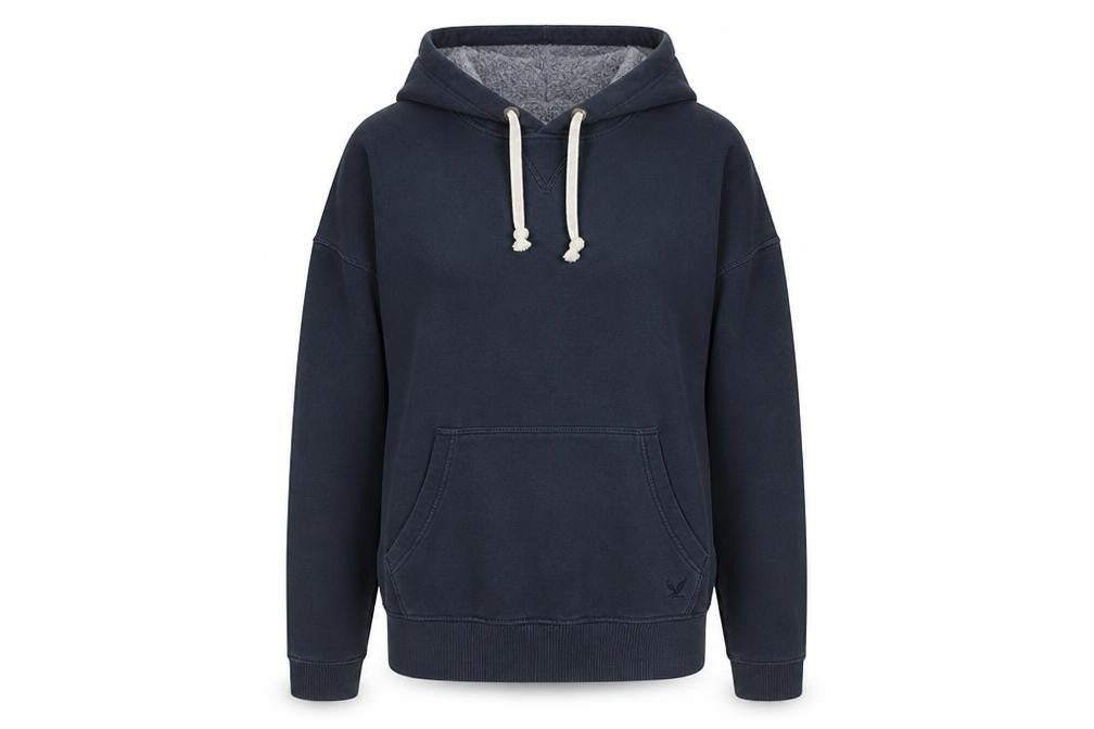 Front view of Jack Wills Women's Navy Hoodie, size 12, Pullover Logo Hooded Sweatshirt