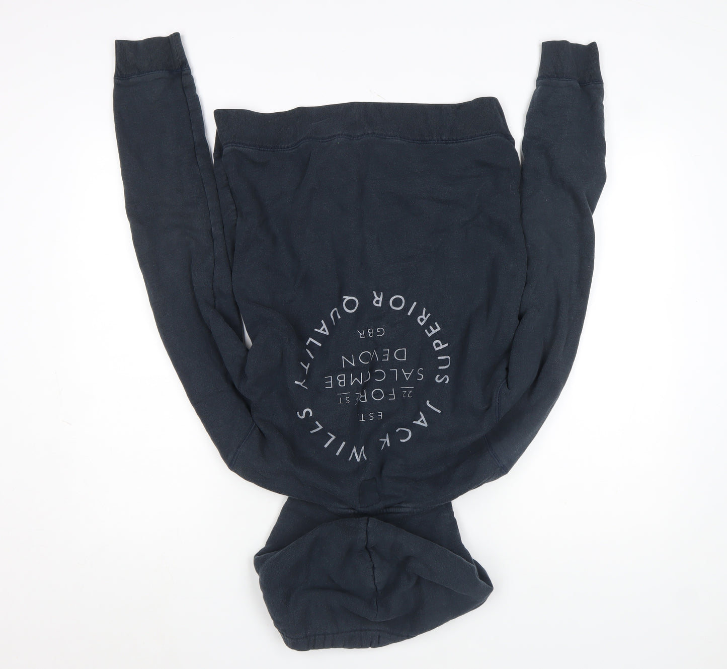 Jack Wills Women's Navy Hoodie Size 12 Pullover Logo Hooded Sweatshirt