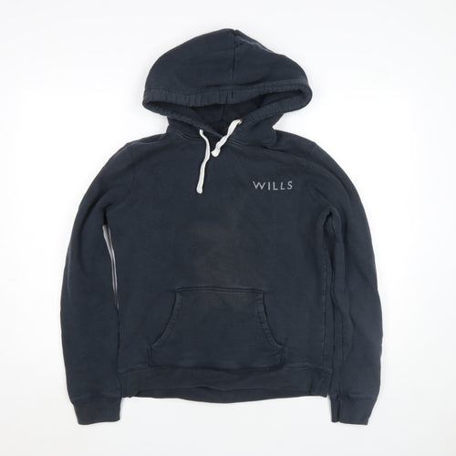Jack Wills Women's Navy Hoodie Size 12 Pullover Logo Hooded Sweatshirt
