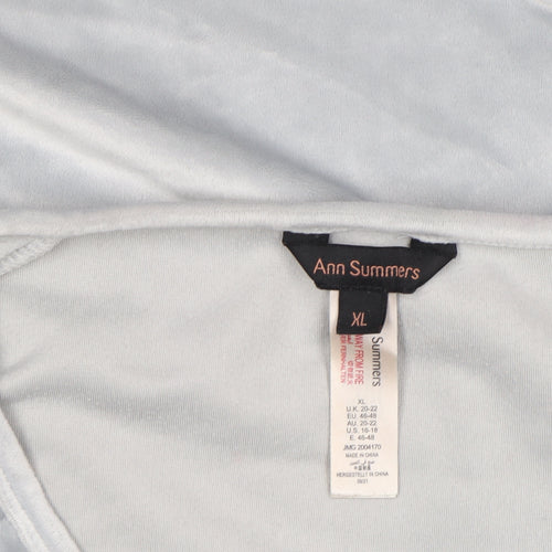 Ann Summers Womens Grey Velour Pyjama Top XL Long Sleeve