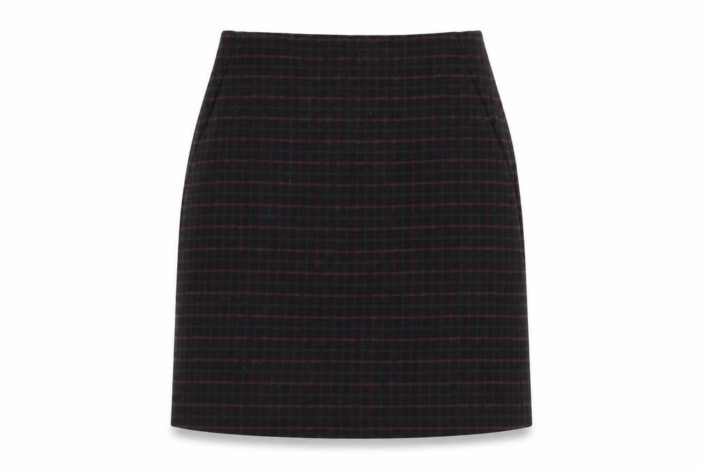 Uniqlo Women's Black Check Wool Blend Pencil Skirt Size 10