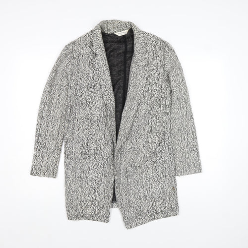 Miss Selfridge Women’s Black & White Tweed Coatigan Size 10 Longline Jacket