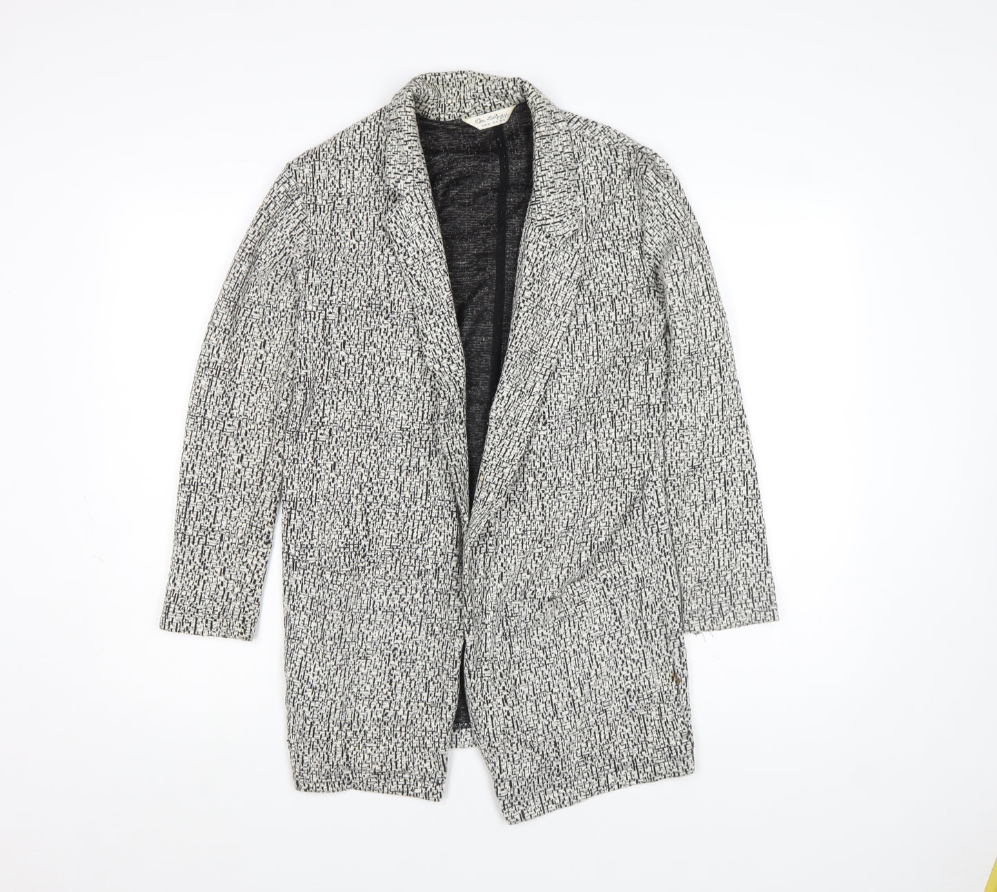 Miss Selfridge Women’s Black & White Tweed Coatigan Size 10 Longline Jacket