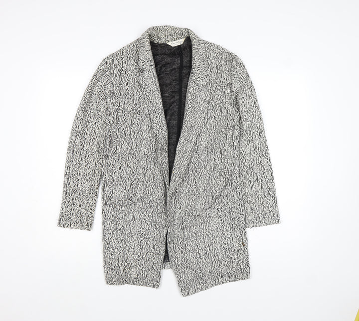 Miss Selfridge Women’s Black & White Tweed Coatigan Size 10 Longline Jacket