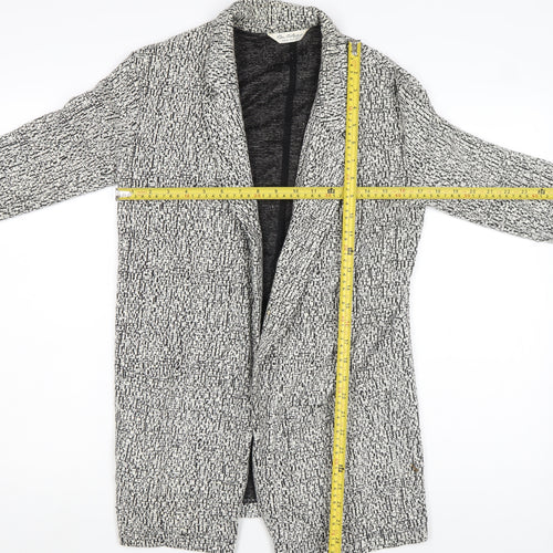 Miss Selfridge Women’s Black & White Tweed Coatigan Size 10 Longline Jacket