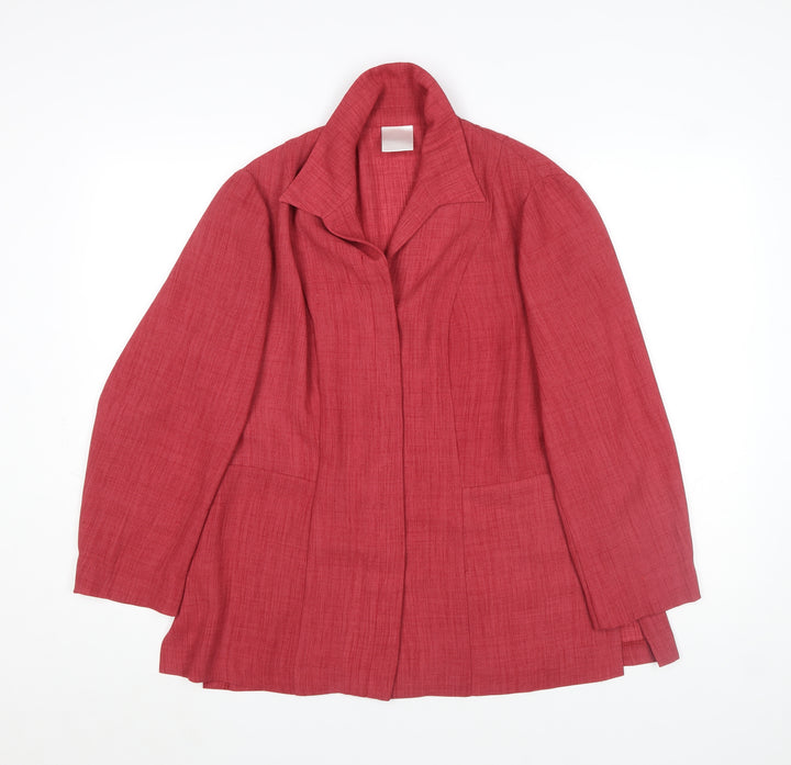Classics Women's Red Collared Long Sleeve Blouse Size L
