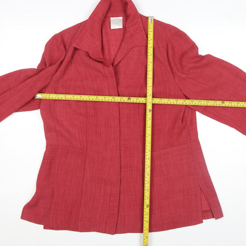 Classics Women's Red Collared Long Sleeve Blouse Size L