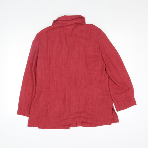 Classics Women's Red Collared Long Sleeve Blouse Size L