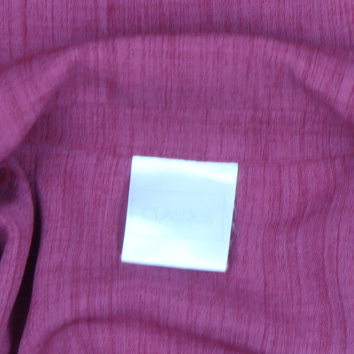 Classics Women's Red Collared Long Sleeve Blouse Size L