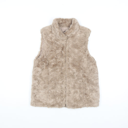 GapKids Girls Beige Faux Fur Waistcoat UK 10-11 Years Lined Winter Vest