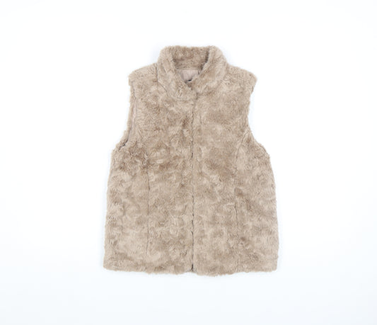 GapKids Girls Beige Faux Fur Waistcoat UK 10-11 Years Lined Winter Vest