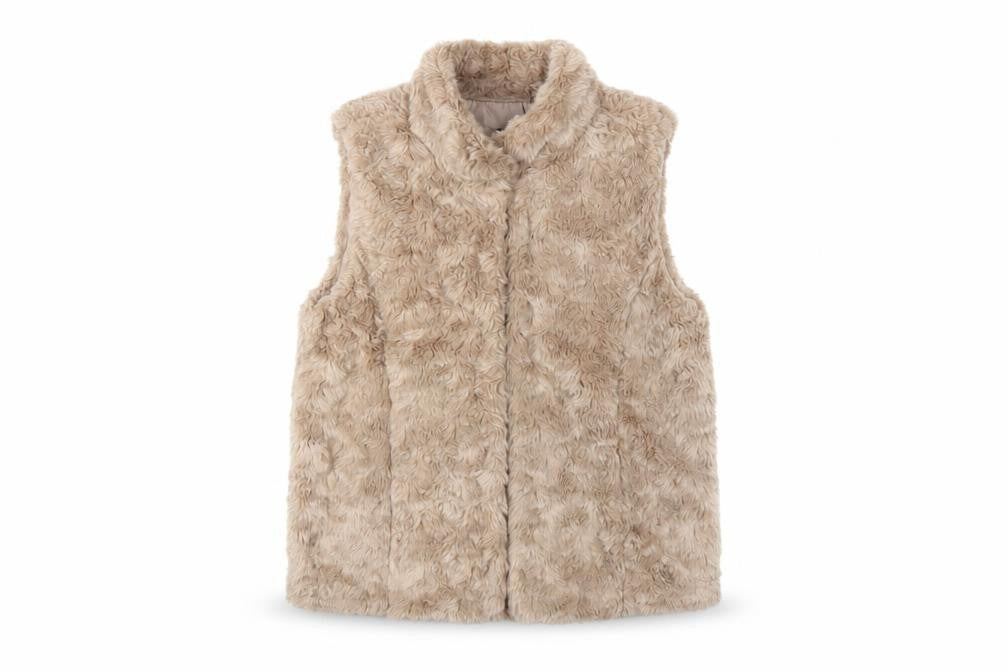 GapKids Girls Beige Faux Fur Waistcoat UK 10-11 Years Lined Winter Vest
