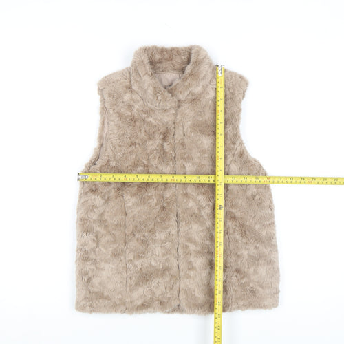 GapKids Girls Beige Faux Fur Waistcoat UK 10-11 Years Lined Winter Vest