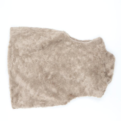 GapKids Girls Beige Faux Fur Waistcoat UK 10-11 Years Lined Winter Vest