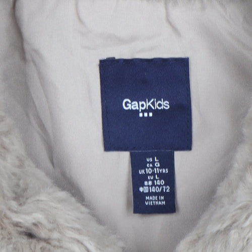 GapKids Girls Beige Faux Fur Waistcoat UK 10-11 Years Lined Winter Vest