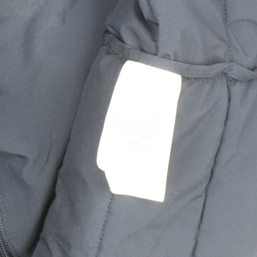 DKNY Womens Blue Long Puffer Coat L Hooded Quilted Winter Jacket