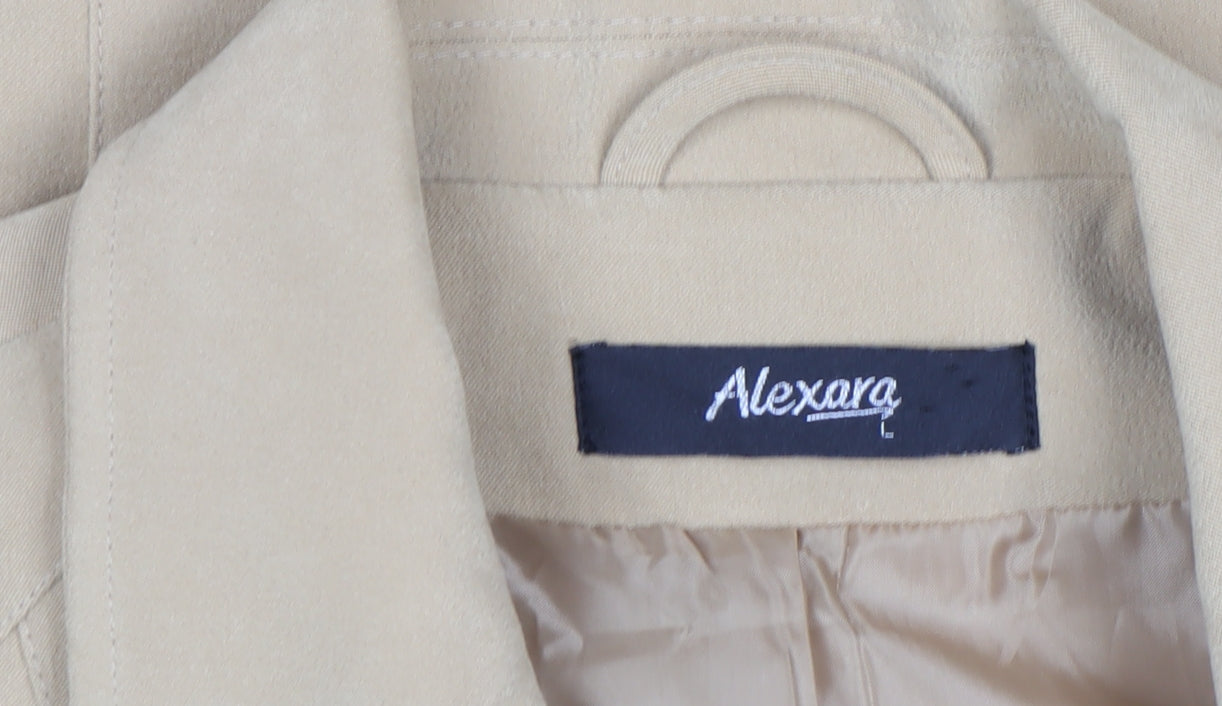 Alexara Women Beige Sleeveless Zip Waistcoat L Polyester Blend