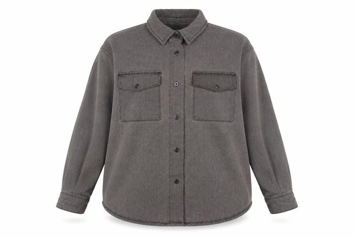 Missguided Women’s Grey Cotton Shacket Jacket Size 12 Relaxed Fit