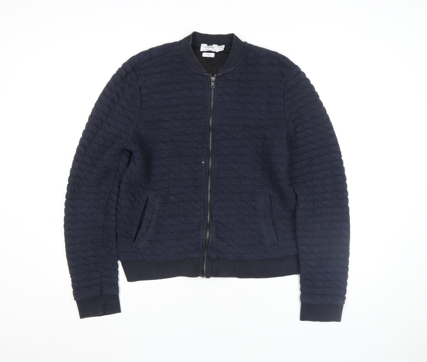 Topman Men’s Blue Quilted Bomber Jacket M Classic Fit