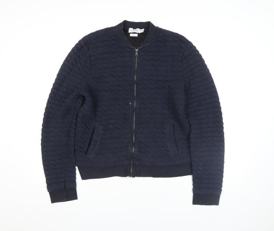 Topman Men’s Blue Quilted Bomber Jacket M Classic Fit