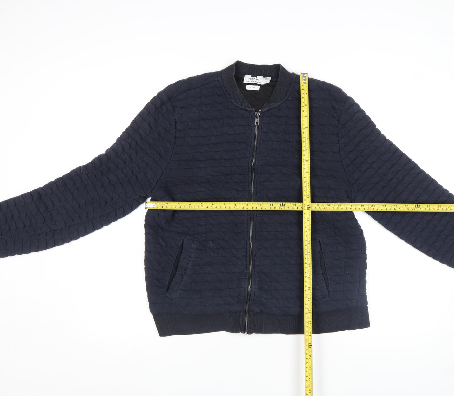 Topman Men’s Blue Quilted Bomber Jacket M Classic Fit