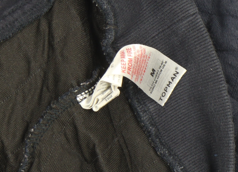 Topman Men’s Blue Quilted Bomber Jacket M Classic Fit