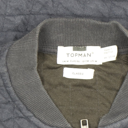 Topman Men’s Blue Quilted Bomber Jacket M Classic Fit