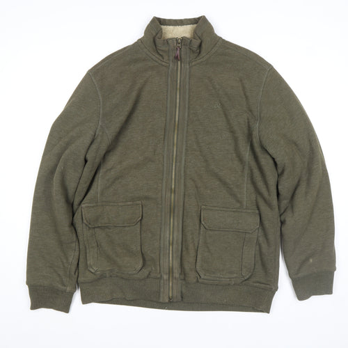 Marks and Spencer North Coast Men's Green L Full Zip Fleece Lined Jacket