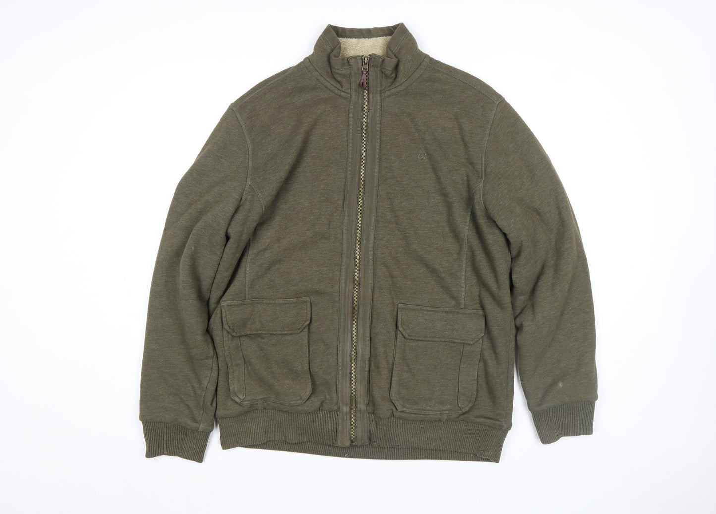 Marks and Spencer North Coast Men's Green L Full Zip Fleece Lined Jacket