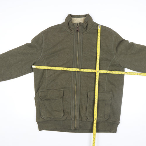 Marks and Spencer North Coast Men's Green L Full Zip Fleece Lined Jacket
