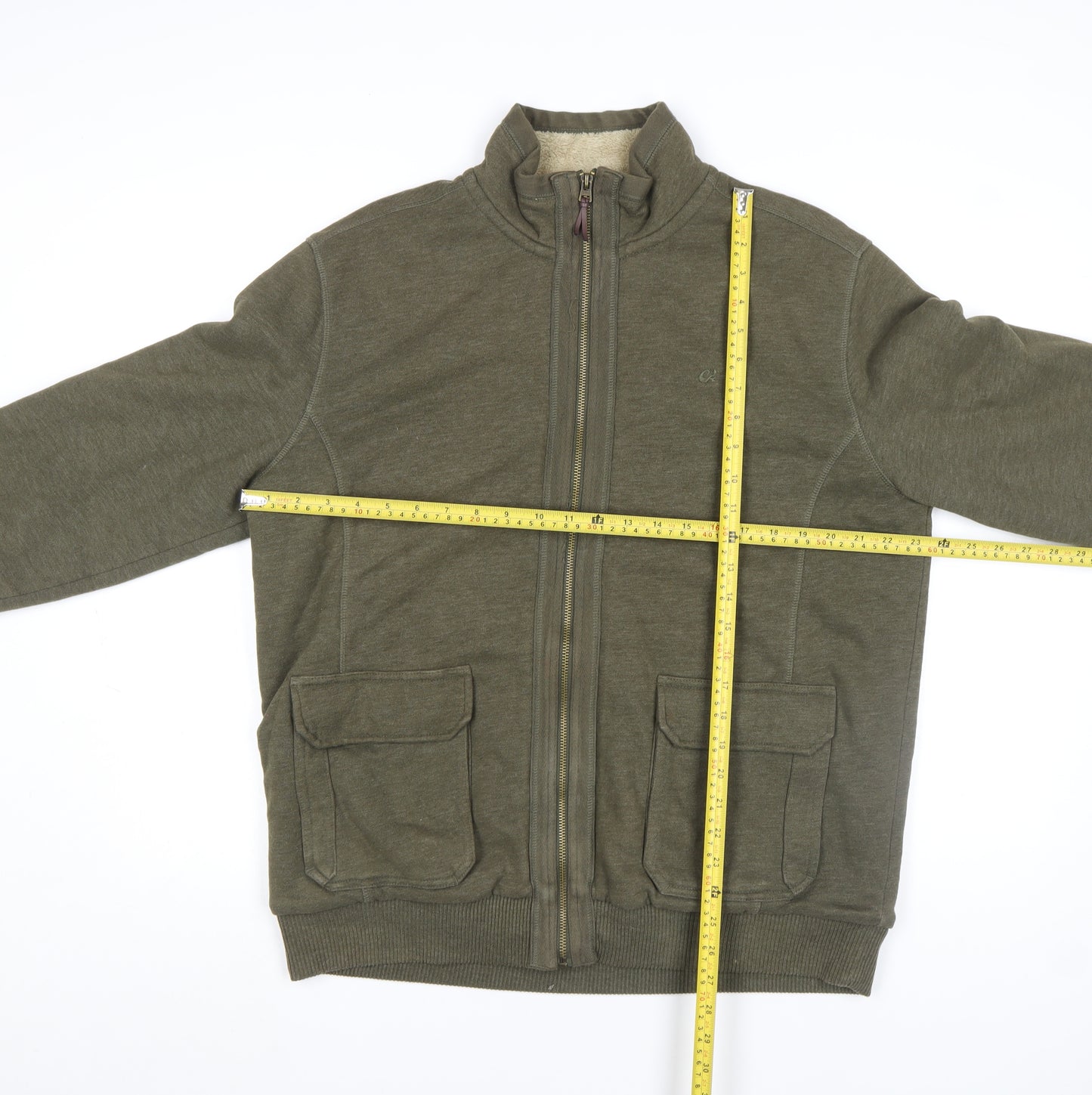 Marks and Spencer North Coast Men's Green L Full Zip Fleece Lined Jacket