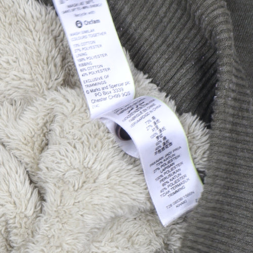 Marks and Spencer North Coast Men's Green L Full Zip Fleece Lined Jacket