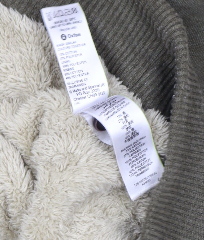 Marks and Spencer North Coast Men's Green L Full Zip Fleece Lined Jacket