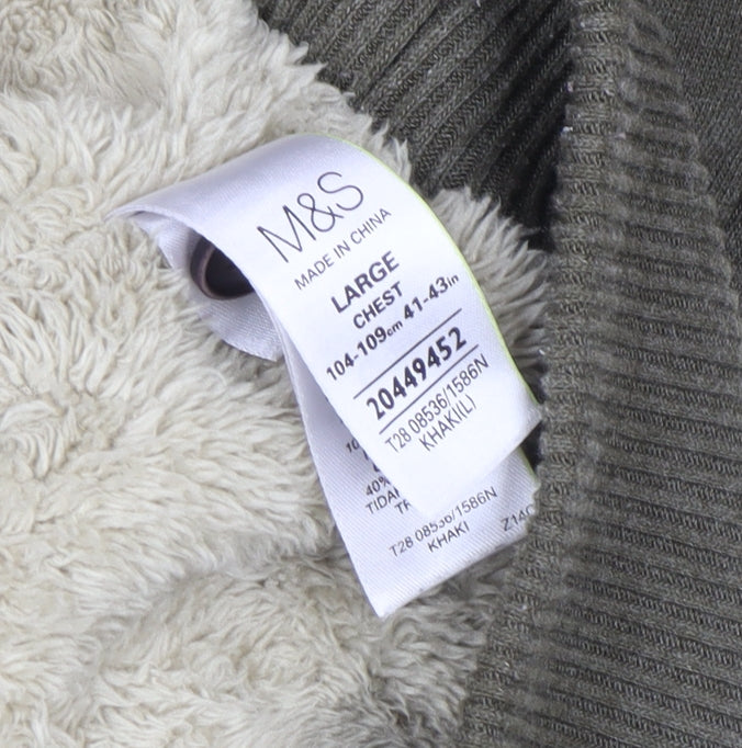 Marks and Spencer North Coast Men's Green L Full Zip Fleece Lined Jacket