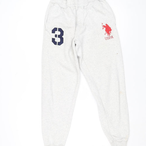 U.S. Polo Assn Men's Grey Sweatpants M Elastic Waist Jogger Fleece