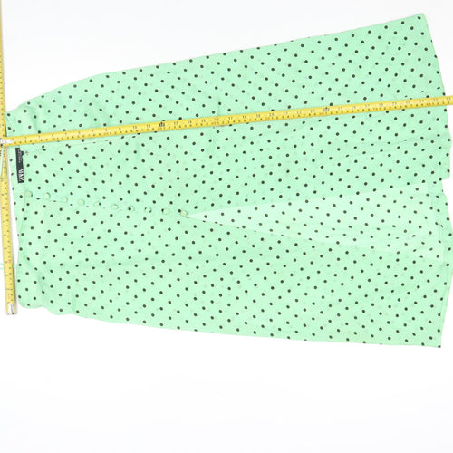 Zara Women's Green Polka Dot Wrap Midi Skirt Size M