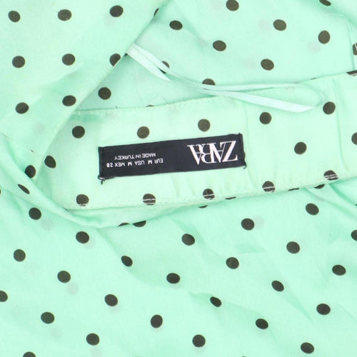 Zara Women's Green Polka Dot Wrap Midi Skirt Size M