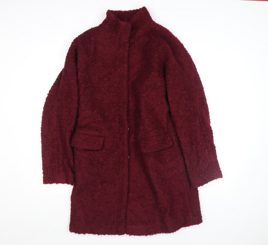 Monsoon Women Red Wool Blend Mid-Length Overcoat Size 8
