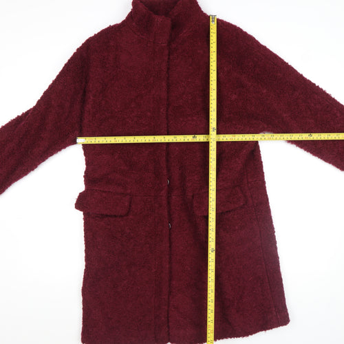 Monsoon Women Red Wool Blend Mid-Length Overcoat Size 8