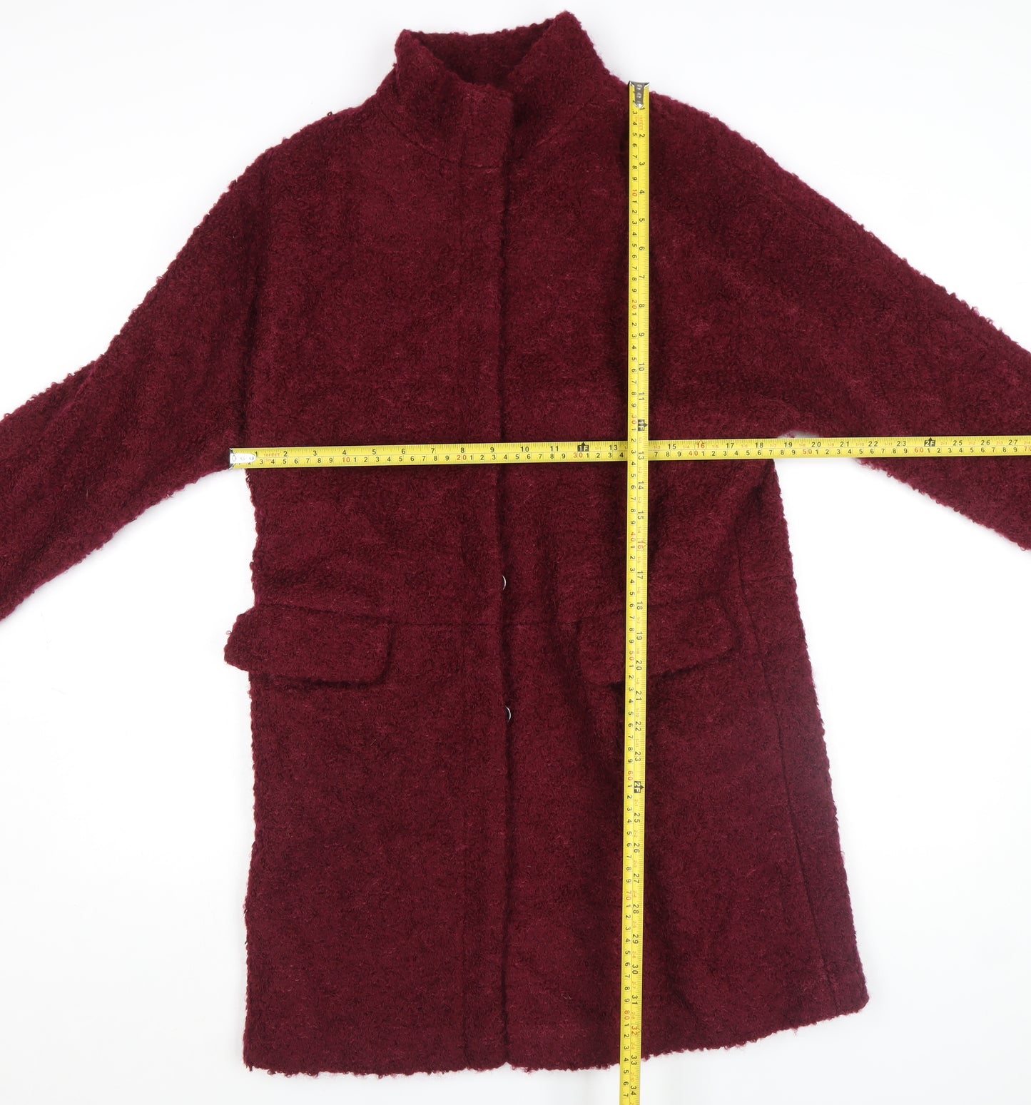 Monsoon Women Red Wool Blend Mid-Length Overcoat Size 8