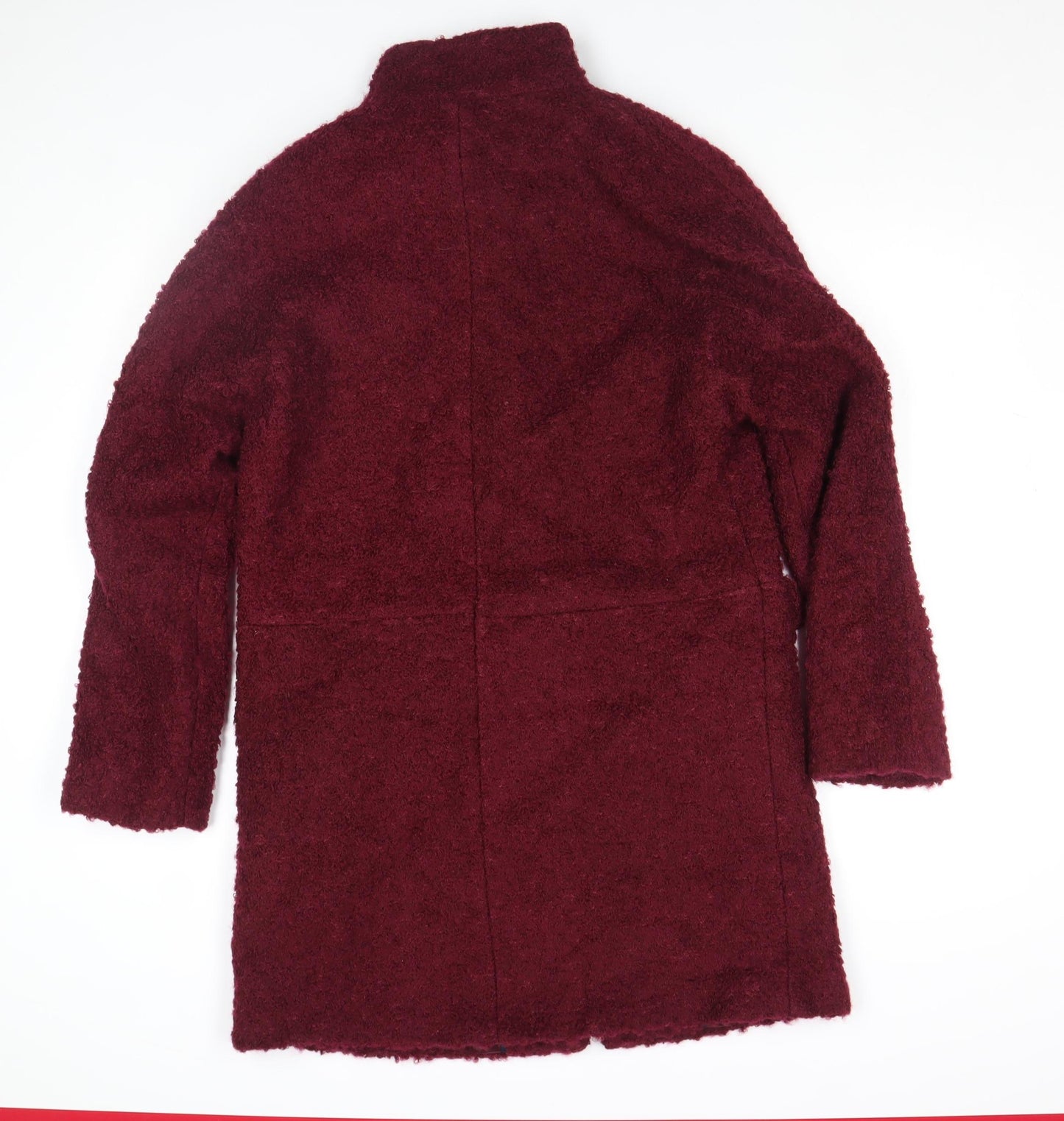 Monsoon Women Red Wool Blend Mid-Length Overcoat Size 8