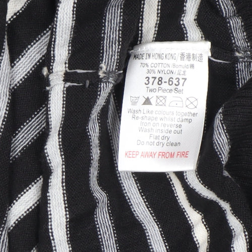 Next Men's Black Striped Henley Jumper XL Cotton Blend Long Sleeve