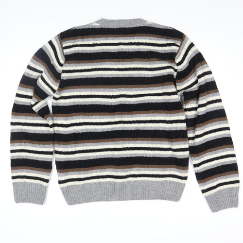 Carhartt Men's Black Striped Wool Crew Neck Jumper XL