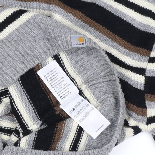 Carhartt Men's Black Striped Wool Crew Neck Jumper XL