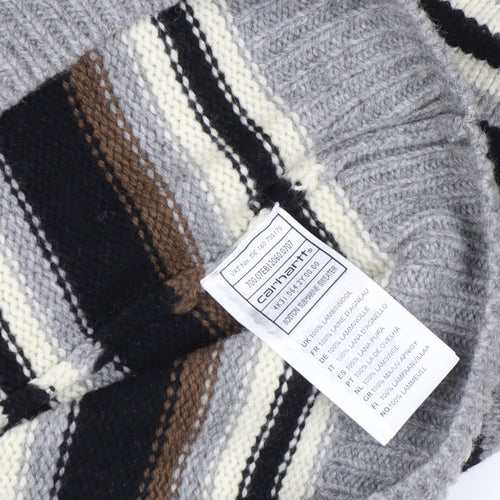 Carhartt Men's Black Striped Wool Crew Neck Jumper XL