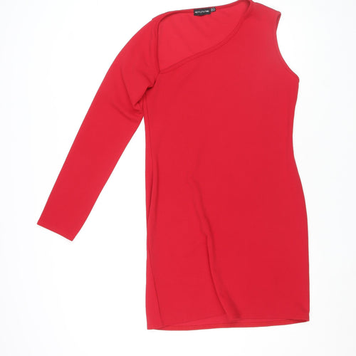 PrettyLittleThing Women’s Red One Shoulder Bodycon Dress Size 14