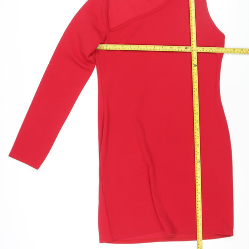 PrettyLittleThing Women’s Red One Shoulder Bodycon Dress Size 14