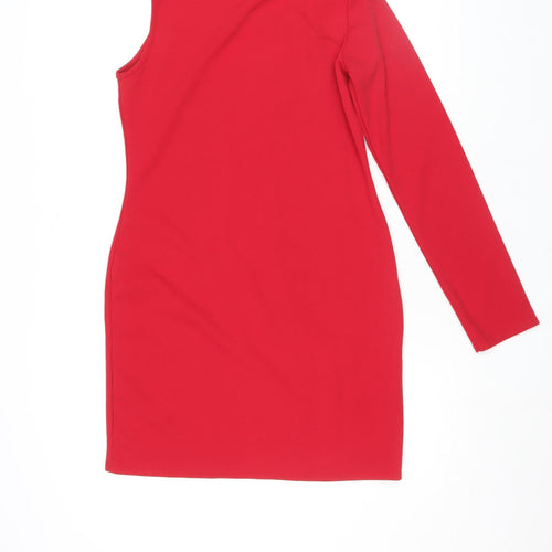 PrettyLittleThing Women’s Red One Shoulder Bodycon Dress Size 14