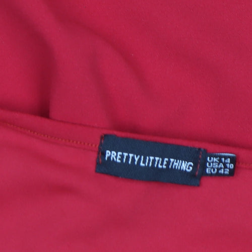 PrettyLittleThing Women’s Red One Shoulder Bodycon Dress Size 14